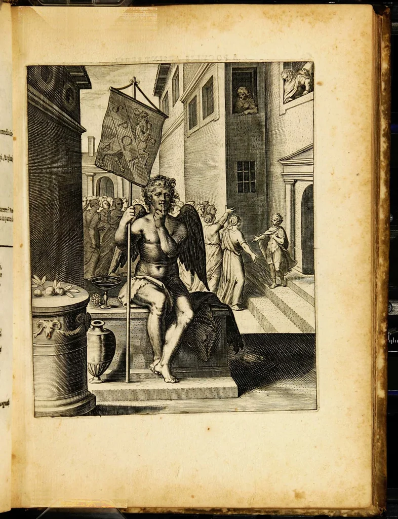 An illustration from Quinti Horatii Flacci emblemata: imaginibus in aes incisis, notisq[ue] illustrata, 1612, leaf 67