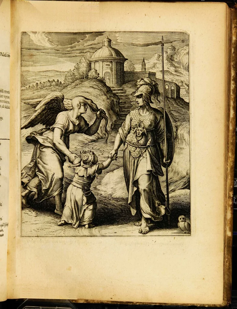 An illustration from Quinti Horatii Flacci emblemata: imaginibus in aes incisis, notisq[ue] illustrata, 1612, leaf 71