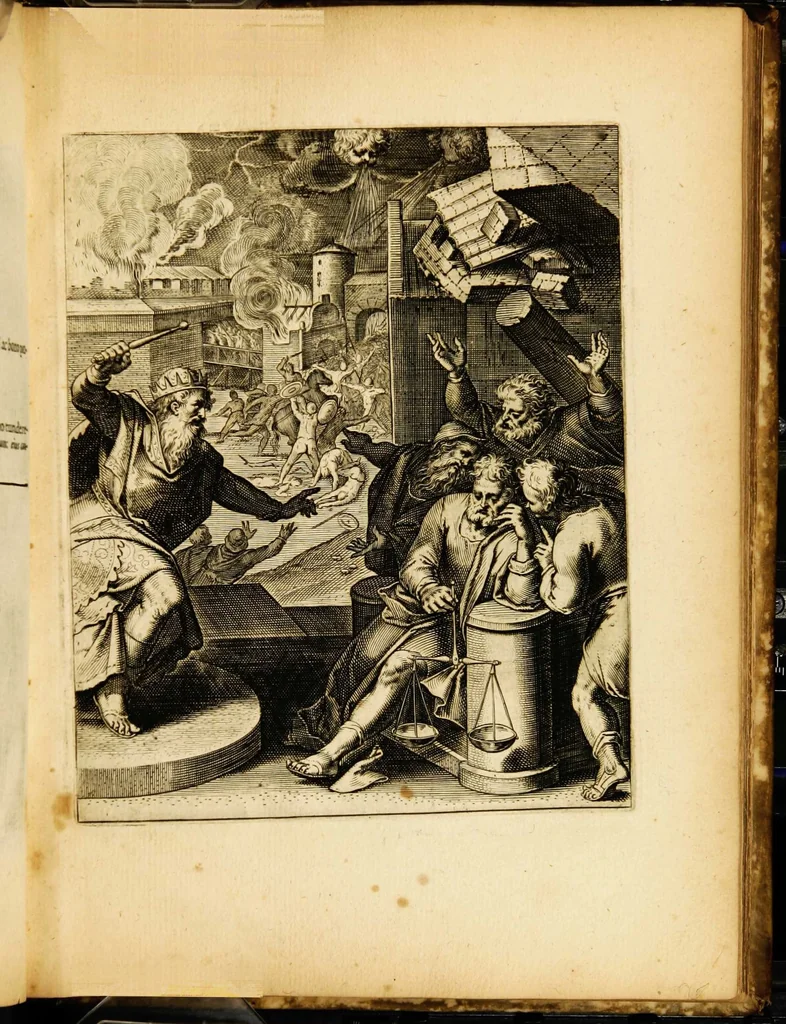 An illustration from Quinti Horatii Flacci emblemata: imaginibus in aes incisis, notisq[ue] illustrata, 1612, leaf 75