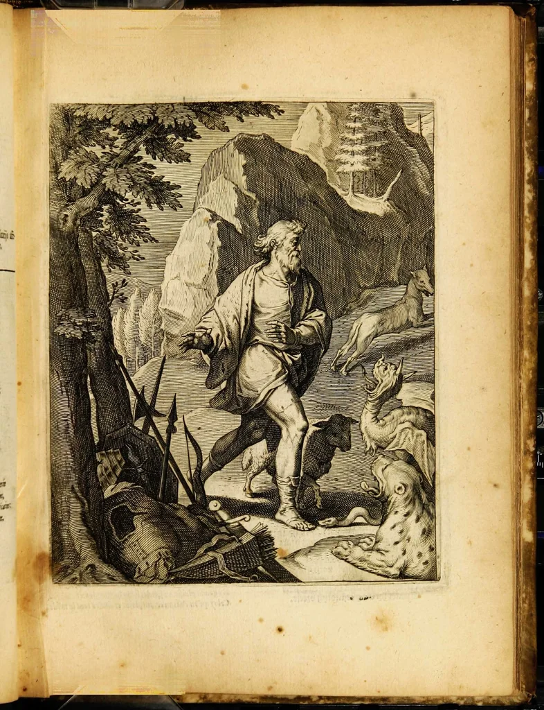 An illustration from Quinti Horatii Flacci emblemata: imaginibus in aes incisis, notisq[ue] illustrata, 1612, leaf 77