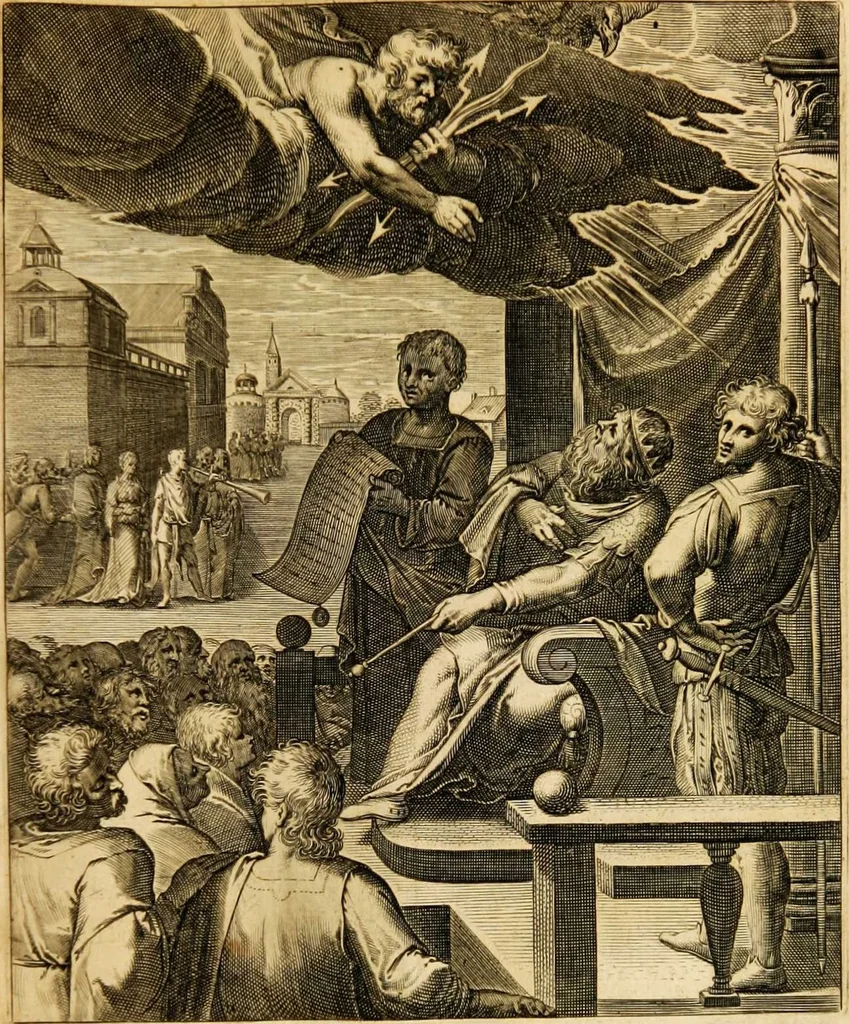 An illustration from Quinti Horatii Flacci emblemata: imaginibus in aes incisis, notisq[ue] illustrata, 1612, leaf 83