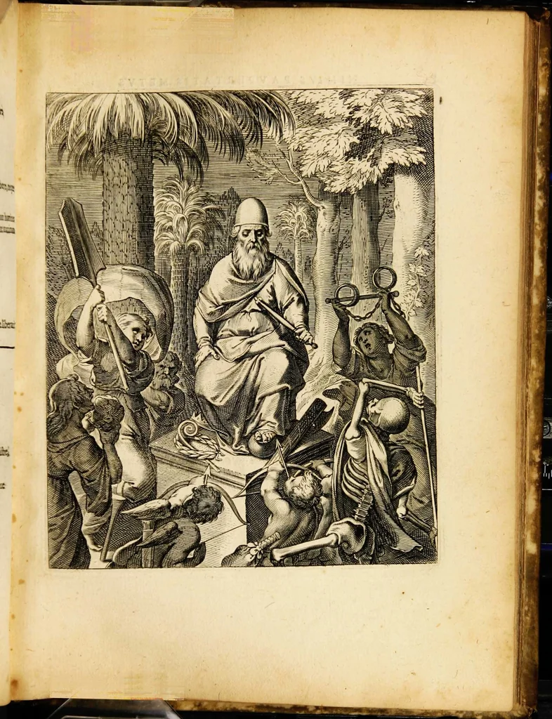 An illustration from Quinti Horatii Flacci emblemata: imaginibus in aes incisis, notisq[ue] illustrata, 1612, leaf 87