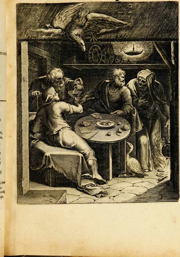 An illustration from Quinti Horatii Flacci emblemata: imaginibus in aes incisis, notisq[ue] illustrata, 1612, leaf 91