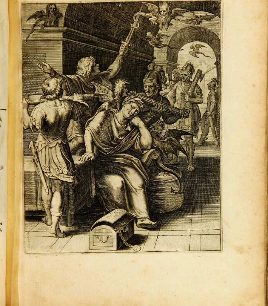 An illustration from Quinti Horatii Flacci emblemata: imaginibus in aes incisis, notisq[ue] illustrata, 1612, leaf 97