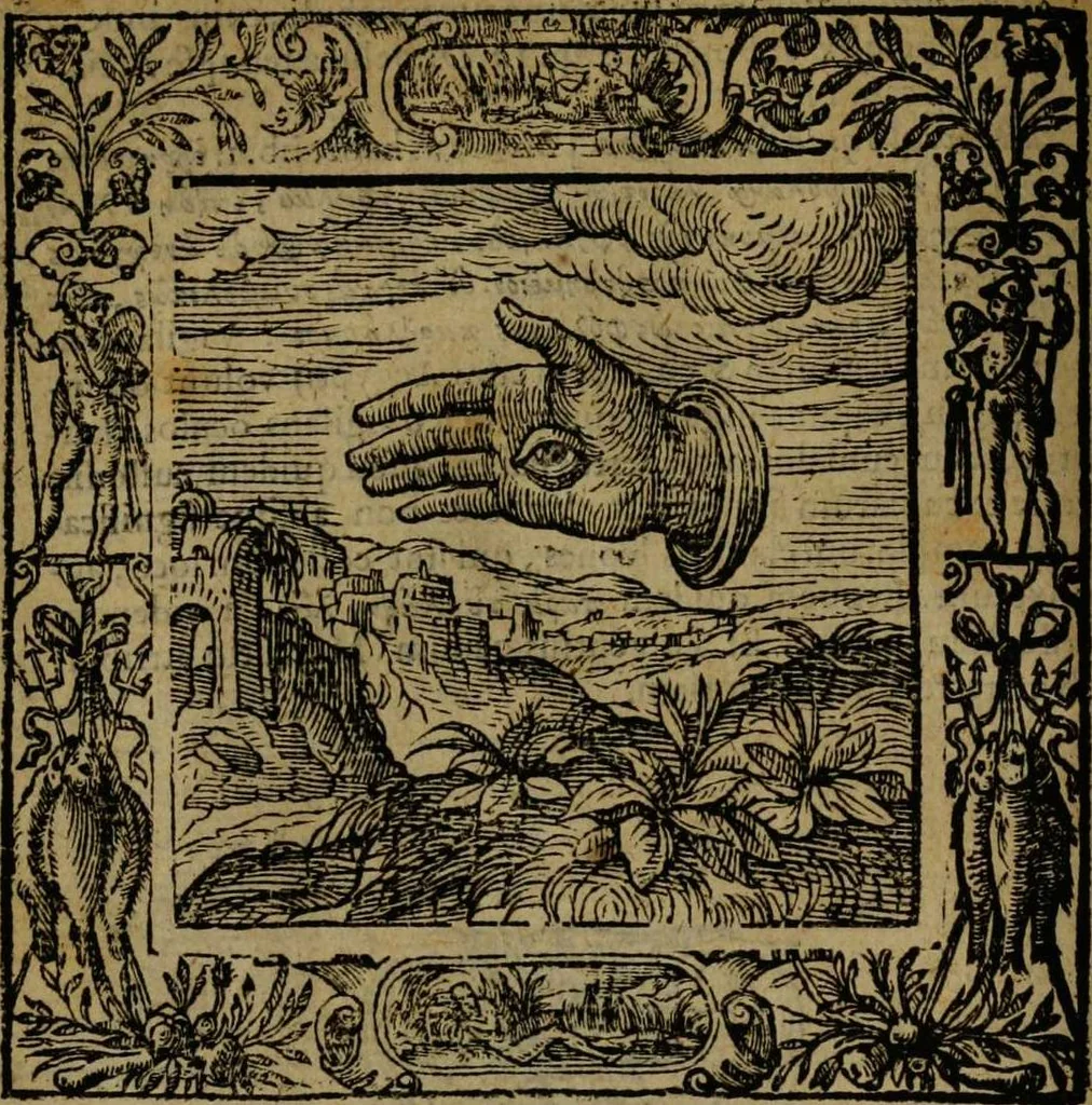 An illustration from Omnia Andreae Alciati v.c. emblemata [electronic resource]: cum commentariis, quibus emblematum omnium aperta origine, mens auctoris explicatur, & obscura omnia dubiáque illustrantur, 1581, leaf 108