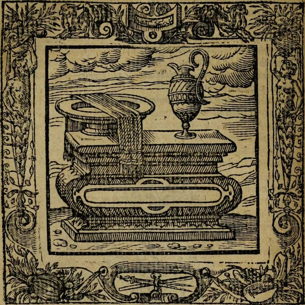 An illustration from Omnia Andreae Alciati v.c. emblemata [electronic resource]: cum commentariis, quibus emblematum omnium aperta origine, mens auctoris explicatur, & obscura omnia dubiáque illustrantur, 1581, leaf 172