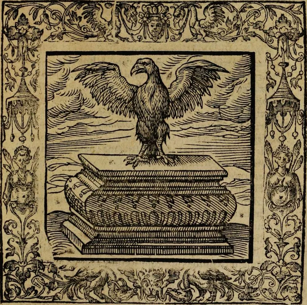 An illustration from Omnia Andreae Alciati v.c. emblemata [electronic resource]: cum commentariis, quibus emblematum omnium aperta origine, mens auctoris explicatur, & obscura omnia dubiáque illustrantur, 1581, leaf 179
