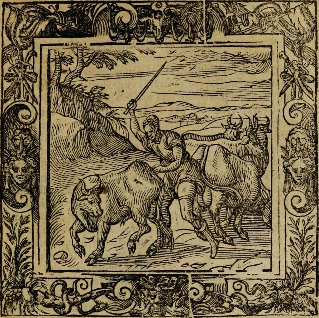 An illustration from Omnia Andreae Alciati v.c. emblemata [electronic resource]: cum commentariis, quibus emblematum omnium aperta origine, mens auctoris explicatur, & obscura omnia dubiáque illustrantur, 1581, leaf 183