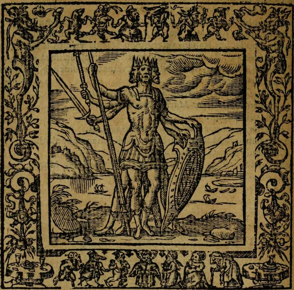 An illustration from Omnia Andreae Alciati v.c. emblemata [electronic resource]: cum commentariis, quibus emblematum omnium aperta origine, mens auctoris explicatur, & obscura omnia dubiáque illustrantur, 1581, leaf 204