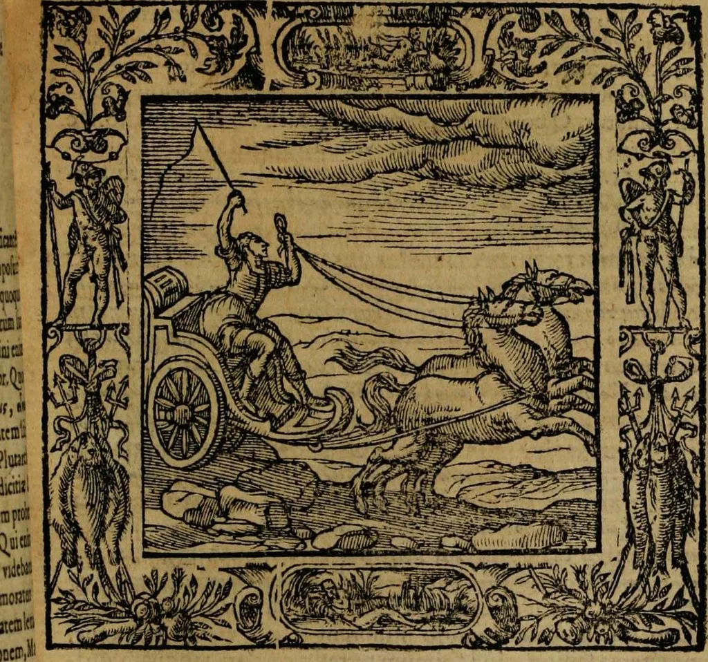 An illustration from Omnia Andreae Alciati v.c. emblemata [electronic resource]: cum commentariis, quibus emblematum omnium aperta origine, mens auctoris explicatur, & obscura omnia dubiáque illustrantur, 1581, leaf 249