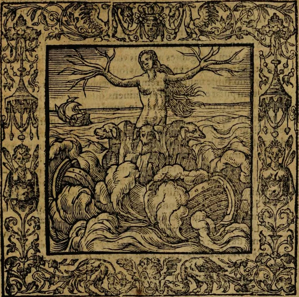 An illustration from Omnia Andreae Alciati v.c. emblemata [electronic resource]: cum commentariis, quibus emblematum omnium aperta origine, mens auctoris explicatur, & obscura omnia dubiáque illustrantur, 1581, leaf 285