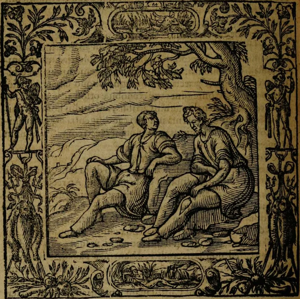 An illustration from Omnia Andreae Alciati v.c. emblemata [electronic resource]: cum commentariis, quibus emblematum omnium aperta origine, mens auctoris explicatur, & obscura omnia dubiáque illustrantur, 1581, leaf 326
