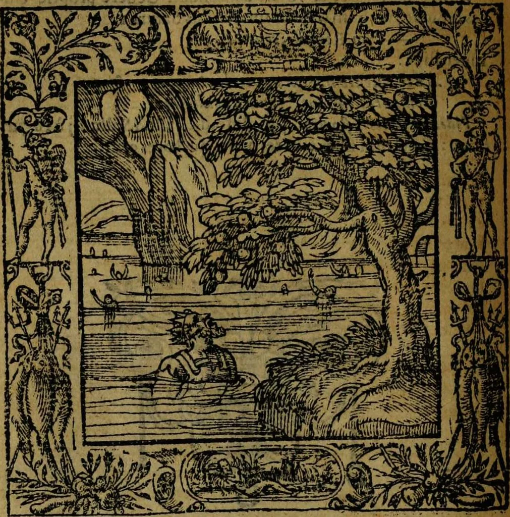 An illustration from Omnia Andreae Alciati v.c. emblemata [electronic resource]: cum commentariis, quibus emblematum omnium aperta origine, mens auctoris explicatur, & obscura omnia dubiáque illustrantur, 1581, leaf 336