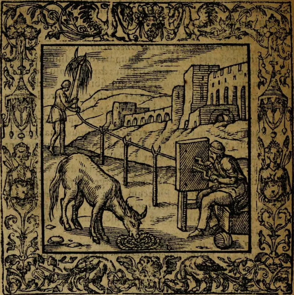 An illustration from Omnia Andreae Alciati v.c. emblemata [electronic resource]: cum commentariis, quibus emblematum omnium aperta origine, mens auctoris explicatur, & obscura omnia dubiáque illustrantur, 1581, leaf 354