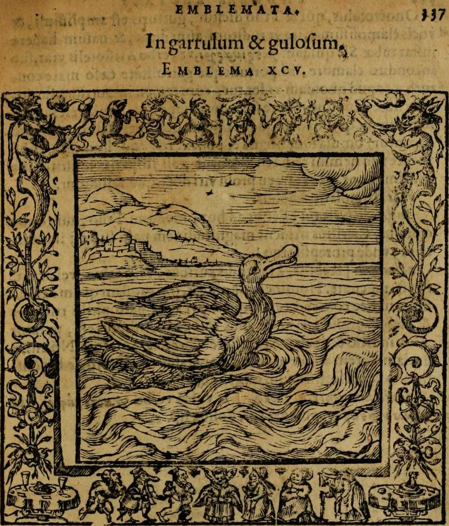 An illustration from Omnia Andreae Alciati v.c. emblemata [electronic resource]: cum commentariis, quibus emblematum omnium aperta origine, mens auctoris explicatur, & obscura omnia dubiáque illustrantur, 1581, leaf 363