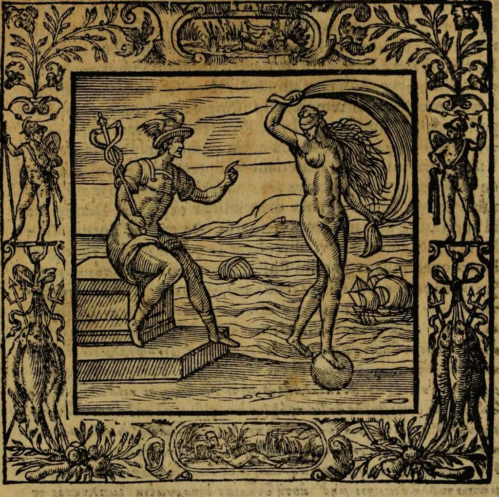 An illustration from Omnia Andreae Alciati v.c. emblemata [electronic resource]: cum commentariis, quibus emblematum omnium aperta origine, mens auctoris explicatur, & obscura omnia dubiáque illustrantur, 1581, leaf 371