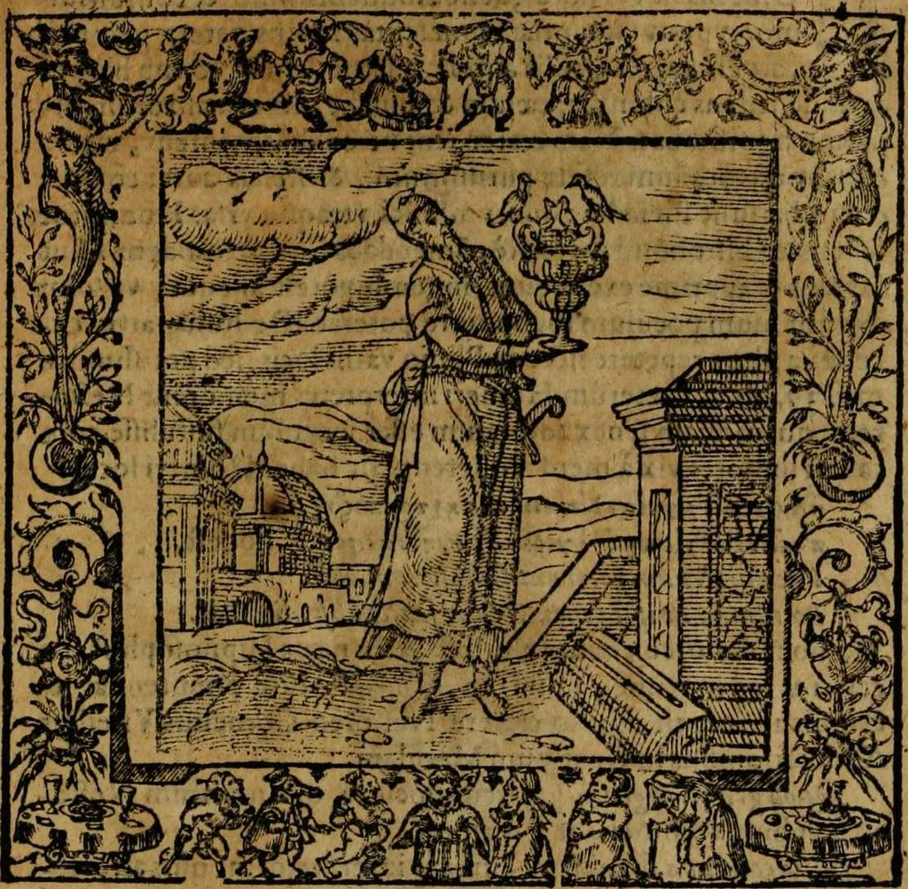 An illustration from Omnia Andreae Alciati v.c. emblemata [electronic resource]: cum commentariis, quibus emblematum omnium aperta origine, mens auctoris explicatur, & obscura omnia dubiáque illustrantur, 1581, leaf 381