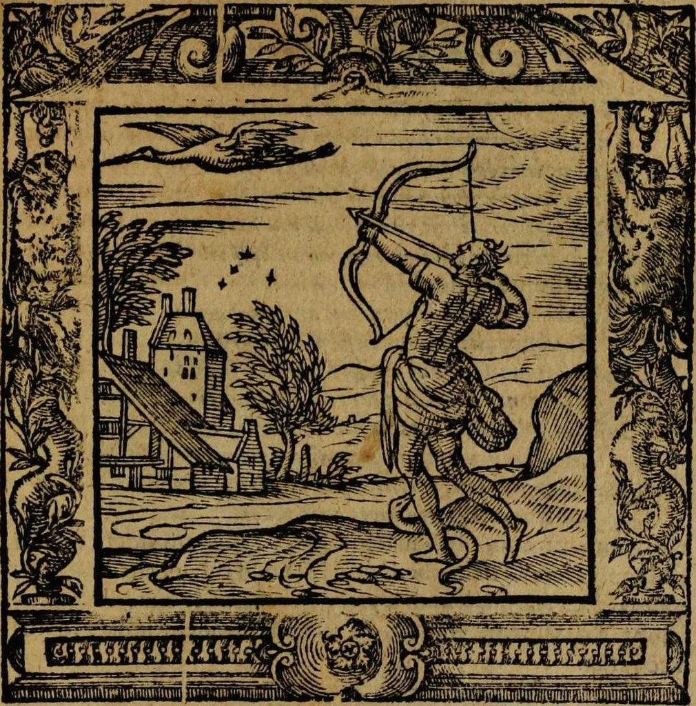 An illustration from Omnia Andreae Alciati v.c. emblemata [electronic resource]: cum commentariis, quibus emblematum omnium aperta origine, mens auctoris explicatur, & obscura omnia dubiáque illustrantur, 1581, leaf 393
