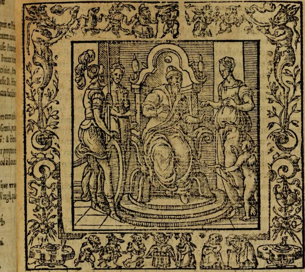 An illustration from Omnia Andreae Alciati v.c. emblemata [electronic resource]: cum commentariis, quibus emblematum omnium aperta origine, mens auctoris explicatur, & obscura omnia dubiáque illustrantur, 1581, leaf 405