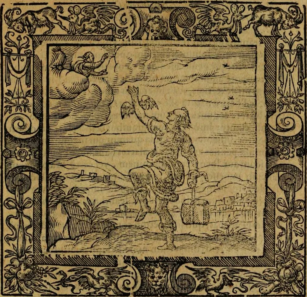 An illustration from Omnia Andreae Alciati v.c. emblemata [electronic resource]: cum commentariis, quibus emblematum omnium aperta origine, mens auctoris explicatur, & obscura omnia dubiáque illustrantur, 1581, leaf 461