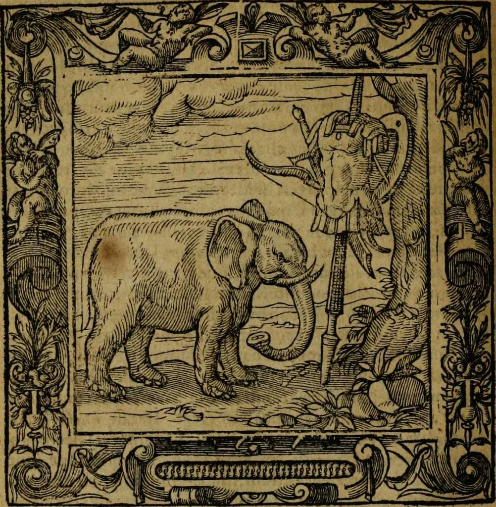 An illustration from Omnia Andreae Alciati v.c. emblemata [electronic resource]: cum commentariis, quibus emblematum omnium aperta origine, mens auctoris explicatur, & obscura omnia dubiáque illustrantur, 1581, leaf 470