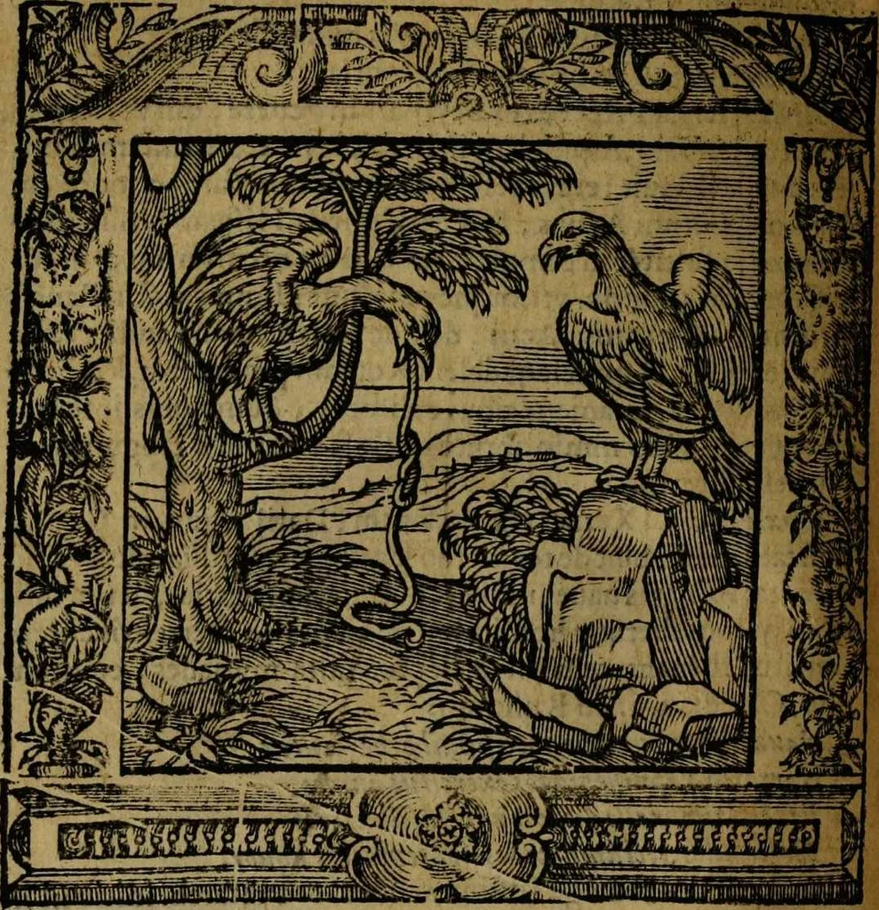 An illustration from Omnia Andreae Alciati v.c. emblemata [electronic resource]: cum commentariis, quibus emblematum omnium aperta origine, mens auctoris explicatur, & obscura omnia dubiáque illustrantur, 1581, leaf 488