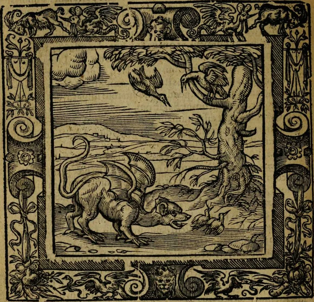 An illustration from Omnia Andreae Alciati v.c. emblemata [electronic resource]: cum commentariis, quibus emblematum omnium aperta origine, mens auctoris explicatur, & obscura omnia dubiáque illustrantur, 1581, leaf 498