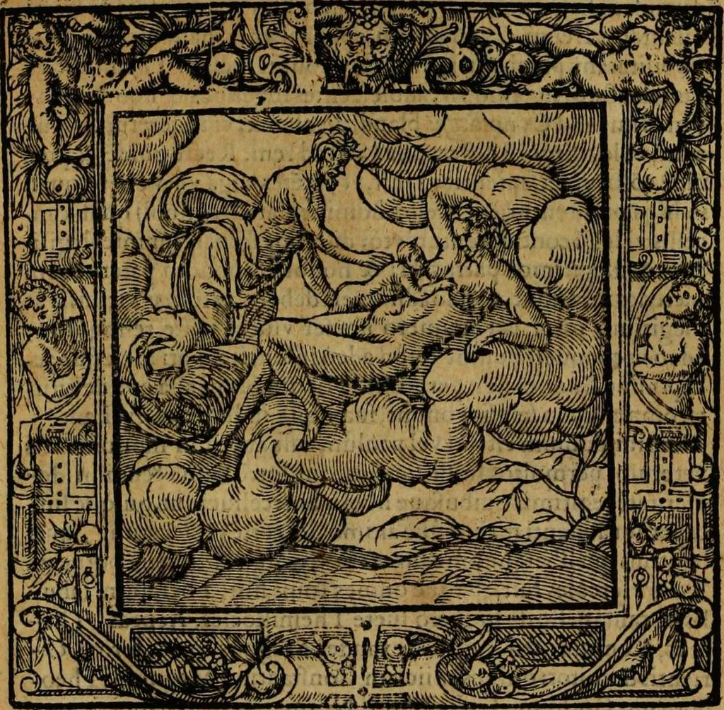 An illustration from Omnia Andreae Alciati v.c. emblemata [electronic resource]: cum commentariis, quibus emblematum omnium aperta origine, mens auctoris explicatur, & obscura omnia dubiáque illustrantur, 1581, leaf 525