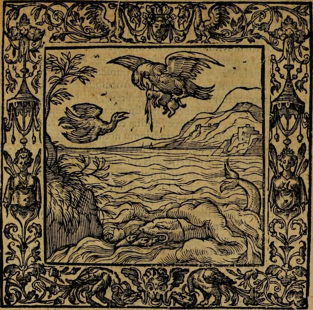An illustration from Omnia Andreae Alciati v.c. emblemata [electronic resource]: cum commentariis, quibus emblematum omnium aperta origine, mens auctoris explicatur, & obscura omnia dubiáque illustrantur, 1581, leaf 533