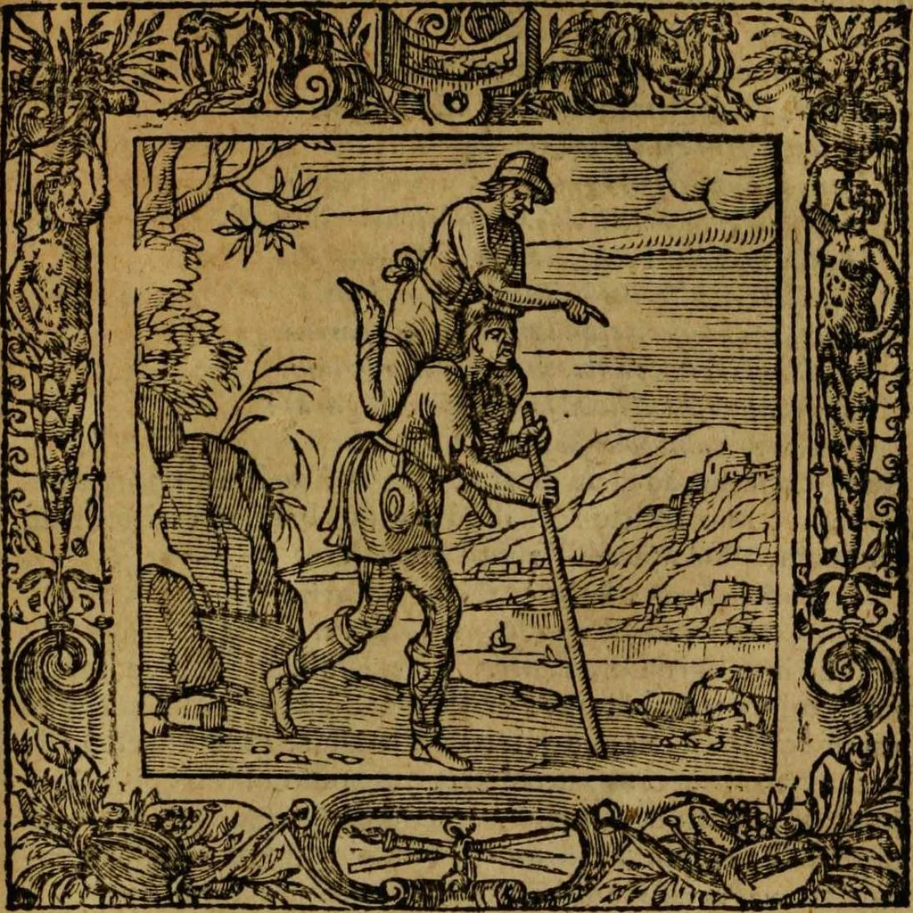 An illustration from Omnia Andreae Alciati v.c. emblemata [electronic resource]: cum commentariis, quibus emblematum omnium aperta origine, mens auctoris explicatur, & obscura omnia dubiáque illustrantur, 1581, leaf 585