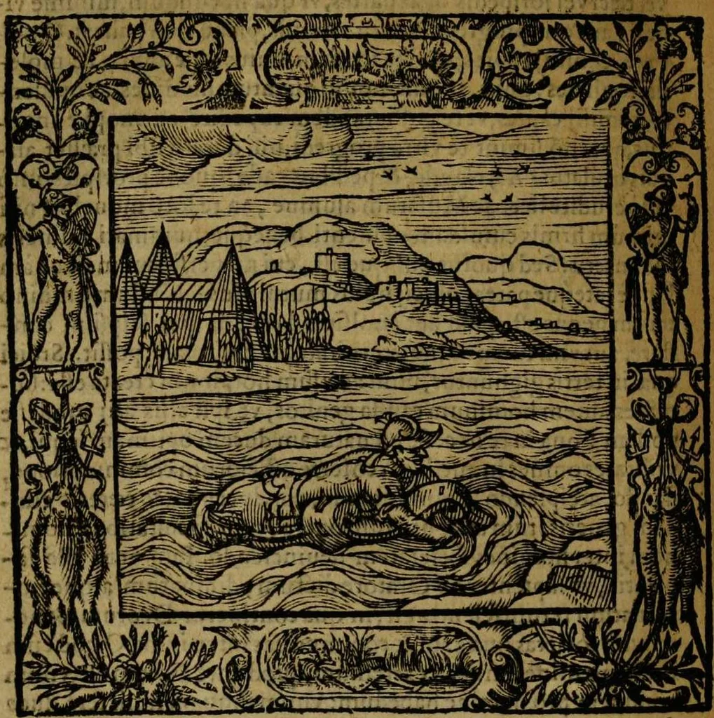 An illustration from Omnia Andreae Alciati v.c. emblemata [electronic resource]: cum commentariis, quibus emblematum omnium aperta origine, mens auctoris explicatur, & obscura omnia dubiáque illustrantur, 1581, leaf 588