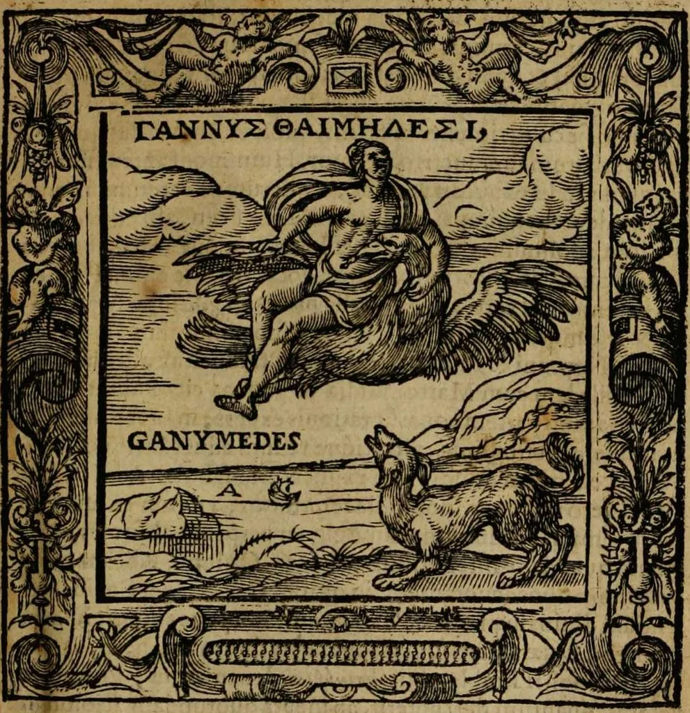 An illustration from Omnia Andreae Alciati v.c. emblemata [electronic resource]: cum commentariis, quibus emblematum omnium aperta origine, mens auctoris explicatur, & obscura omnia dubiáque illustrantur, 1581, leaf 59