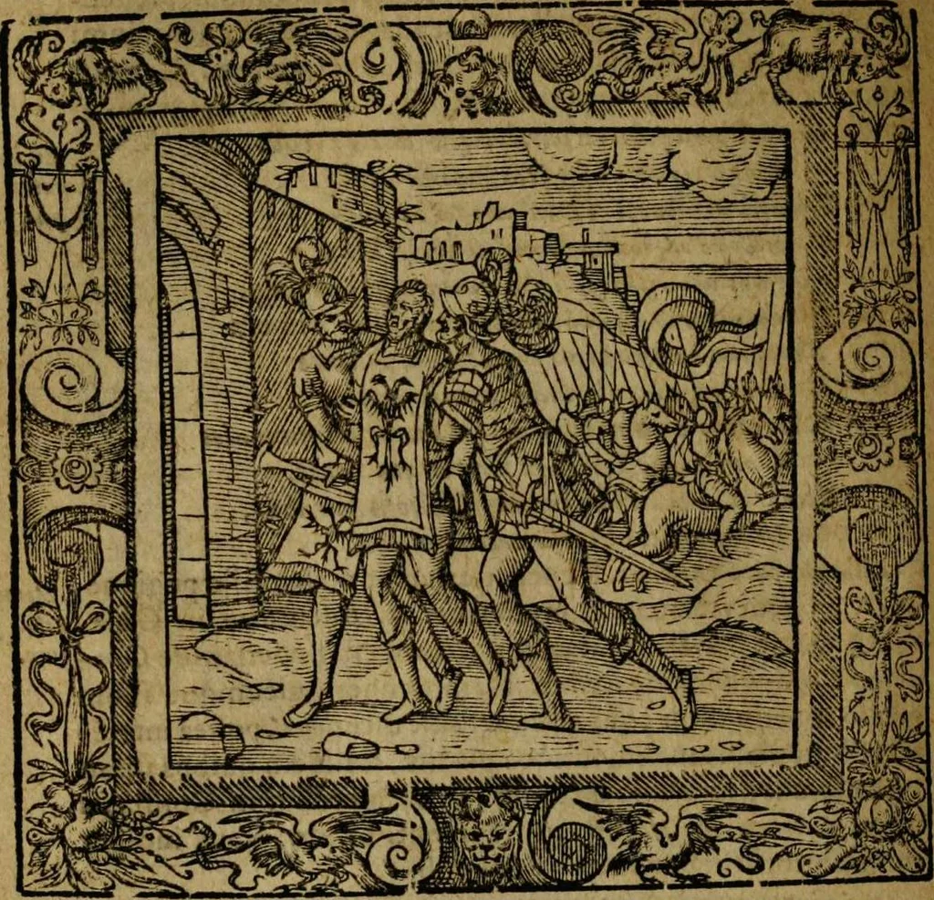 An illustration from Omnia Andreae Alciati v.c. emblemata [electronic resource]: cum commentariis, quibus emblematum omnium aperta origine, mens auctoris explicatur, & obscura omnia dubiáque illustrantur, 1581, leaf 622