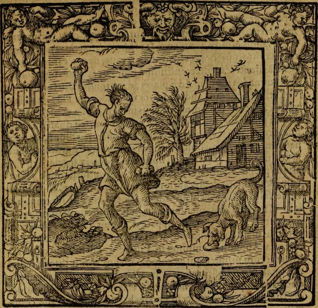 An illustration from Omnia Andreae Alciati v.c. emblemata [electronic resource]: cum commentariis, quibus emblematum omnium aperta origine, mens auctoris explicatur, & obscura omnia dubiáque illustrantur, 1581, leaf 625