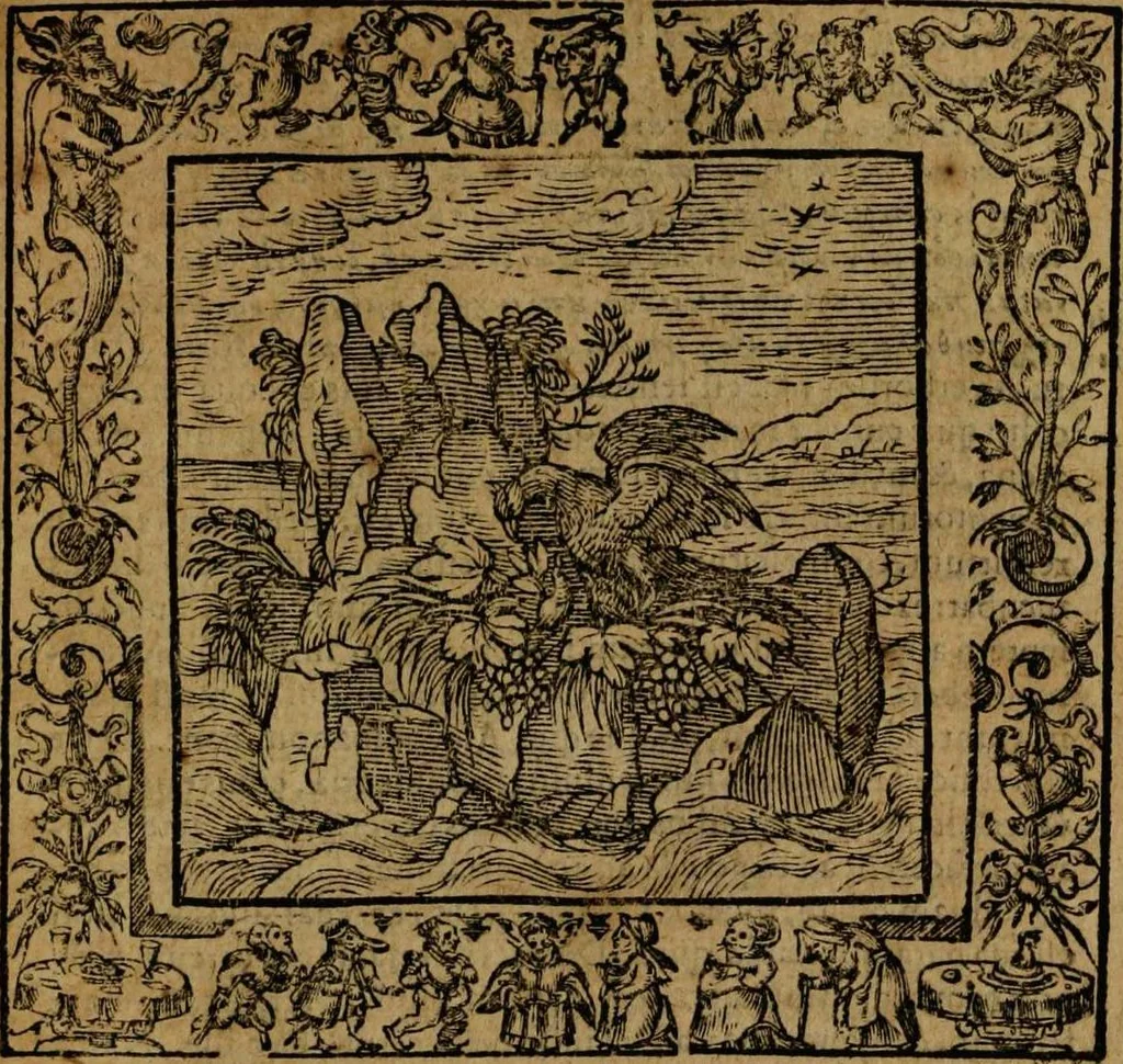 An illustration from Omnia Andreae Alciati v.c. emblemata [electronic resource]: cum commentariis, quibus emblematum omnium aperta origine, mens auctoris explicatur, & obscura omnia dubiáque illustrantur, 1581, leaf 639