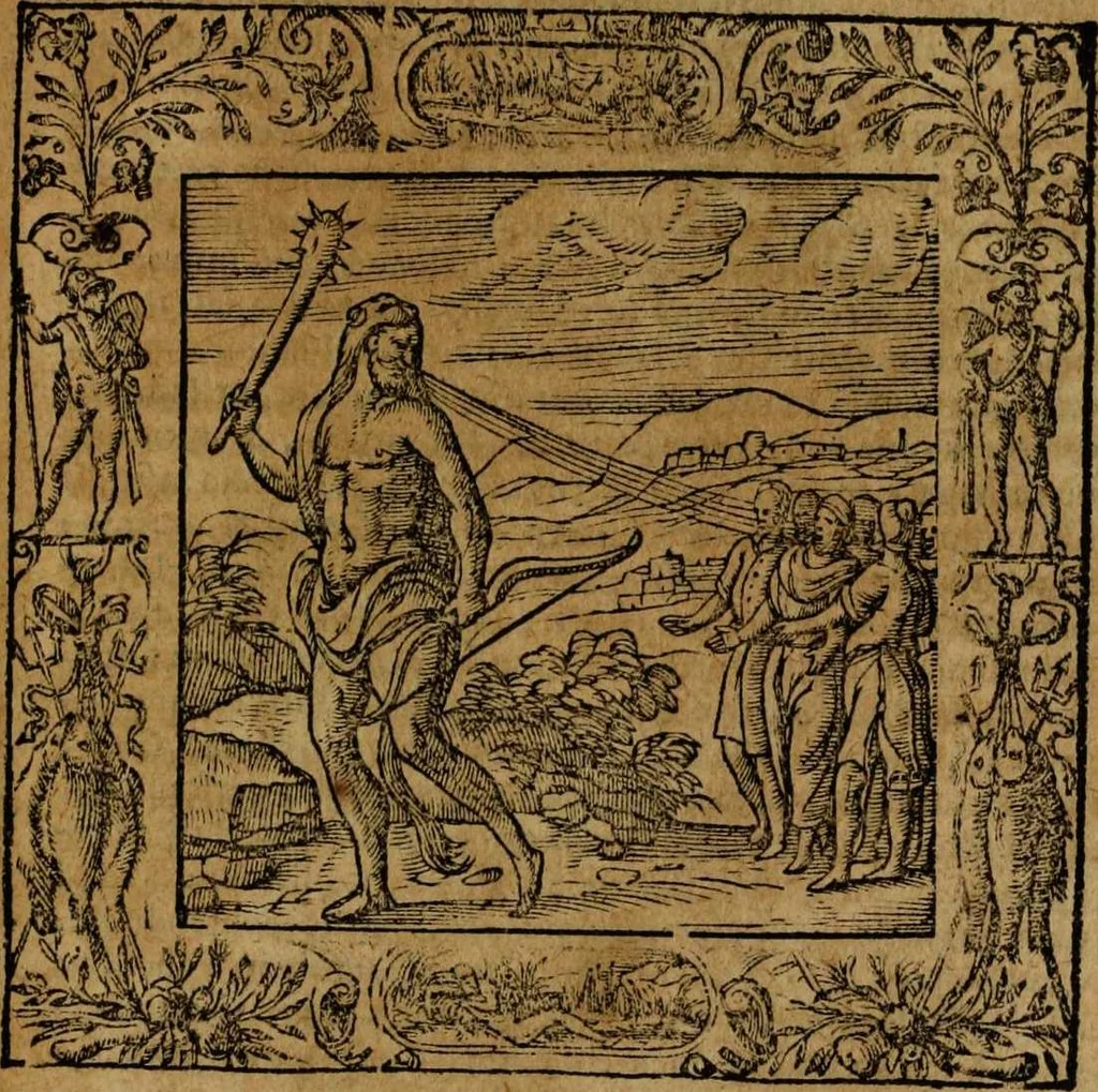 An illustration from Omnia Andreae Alciati v.c. emblemata [electronic resource]: cum commentariis, quibus emblematum omnium aperta origine, mens auctoris explicatur, & obscura omnia dubiáque illustrantur, 1581, leaf 647