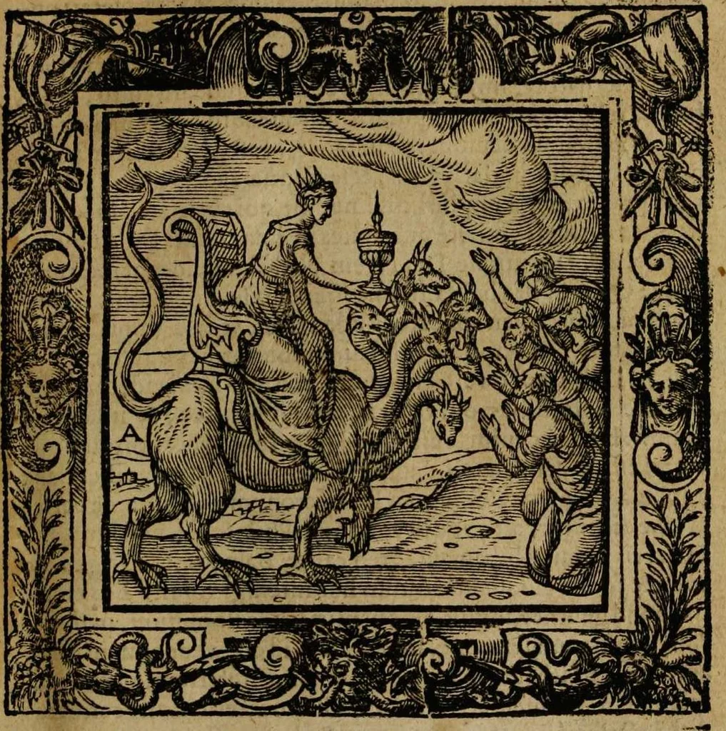 An illustration from Omnia Andreae Alciati v.c. emblemata [electronic resource]: cum commentariis, quibus emblematum omnium aperta origine, mens auctoris explicatur, & obscura omnia dubiáque illustrantur, 1581, leaf 71