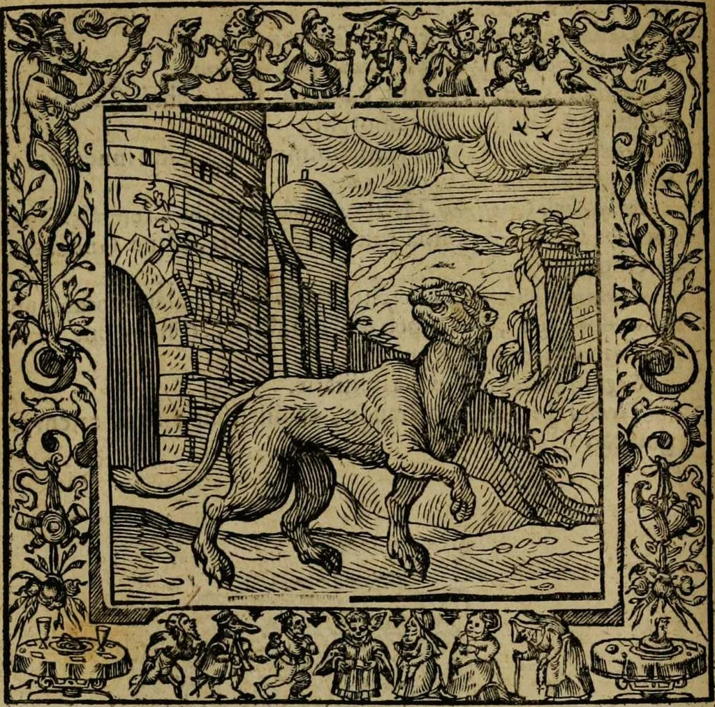 An illustration from Omnia Andreae Alciati v.c. emblemata [electronic resource]: cum commentariis, quibus emblematum omnium aperta origine, mens auctoris explicatur, & obscura omnia dubiáque illustrantur, 1581, leaf 98
