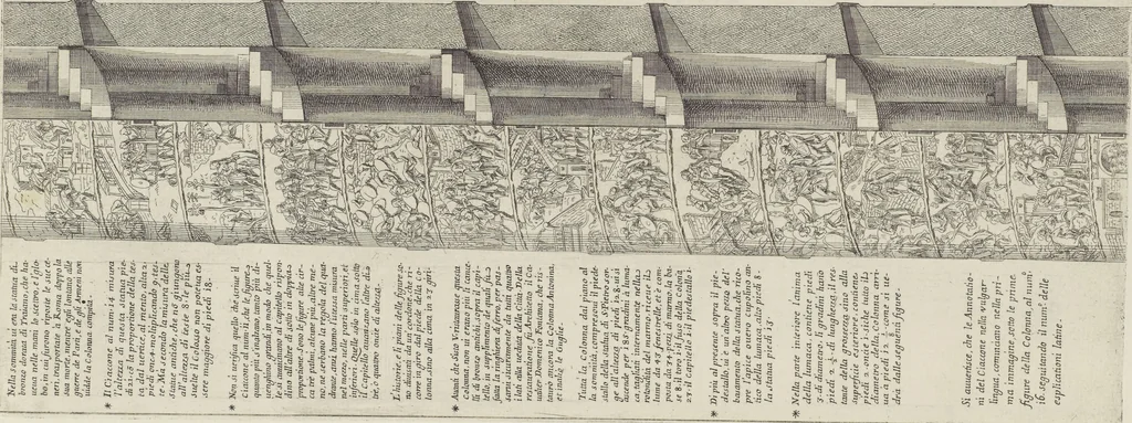 An illustration from Colonna Traiana eretta dal Senato, e popolo romano all'imperatore Traiano Avgvsto nel svo foro in Roma [electronic resource]: scolpita con l'historie della gverra dacica la prima e la seconda espeditione, e vittoria contro il re Decebalo, 1673, leaf 13