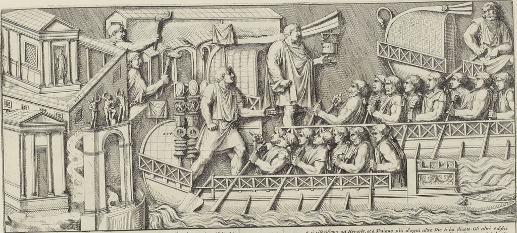 An illustration from Colonna Traiana eretta dal Senato, e popolo romano all'imperatore Traiano Avgvsto nel svo foro in Roma [electronic resource]: scolpita con l'historie della gverra dacica la prima e la seconda espeditione, e vittoria contro il re Decebalo, 1673, leaf 141