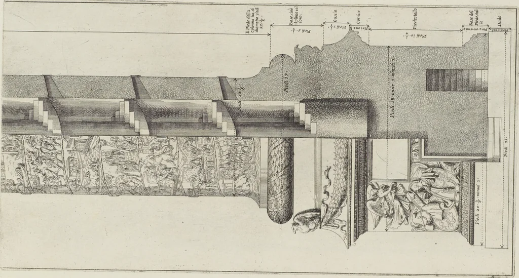 An illustration from Colonna Traiana eretta dal Senato, e popolo romano all'imperatore Traiano Avgvsto nel svo foro in Roma [electronic resource]: scolpita con l'historie della gverra dacica la prima e la seconda espeditione, e vittoria contro il re Decebalo, 1673, leaf 15