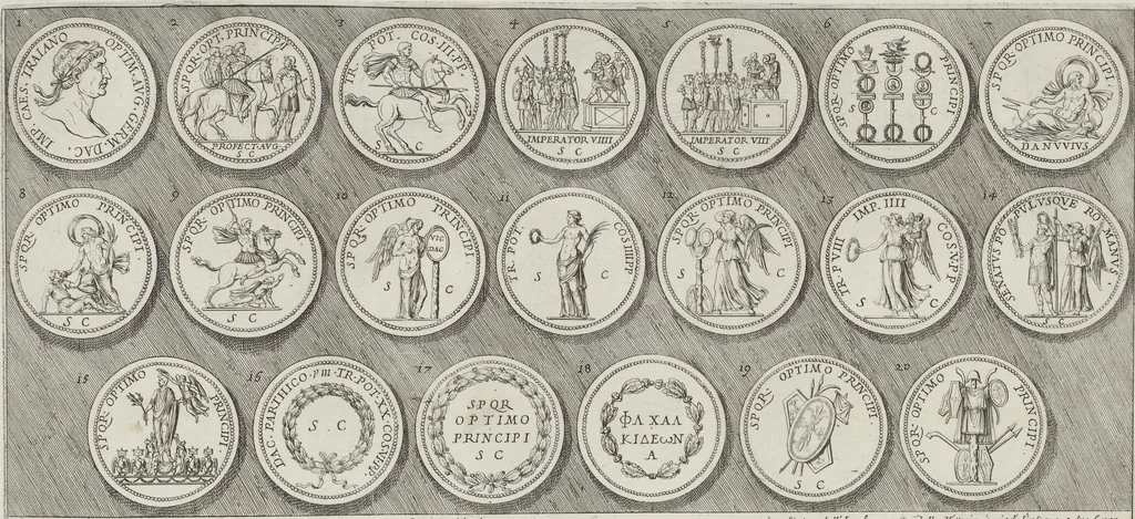An illustration from Colonna Traiana eretta dal Senato, e popolo romano all'imperatore Traiano Avgvsto nel svo foro in Roma [electronic resource]: scolpita con l'historie della gverra dacica la prima e la seconda espeditione, e vittoria contro il re Decebalo, 1673, leaf 253