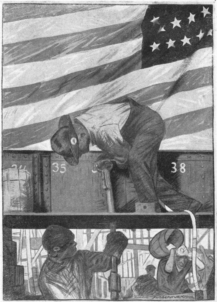 An illustration from Posters issued by the United States Shipping Board Emergency Fleet Corporation: Book no. 1, 1918, leaf 14