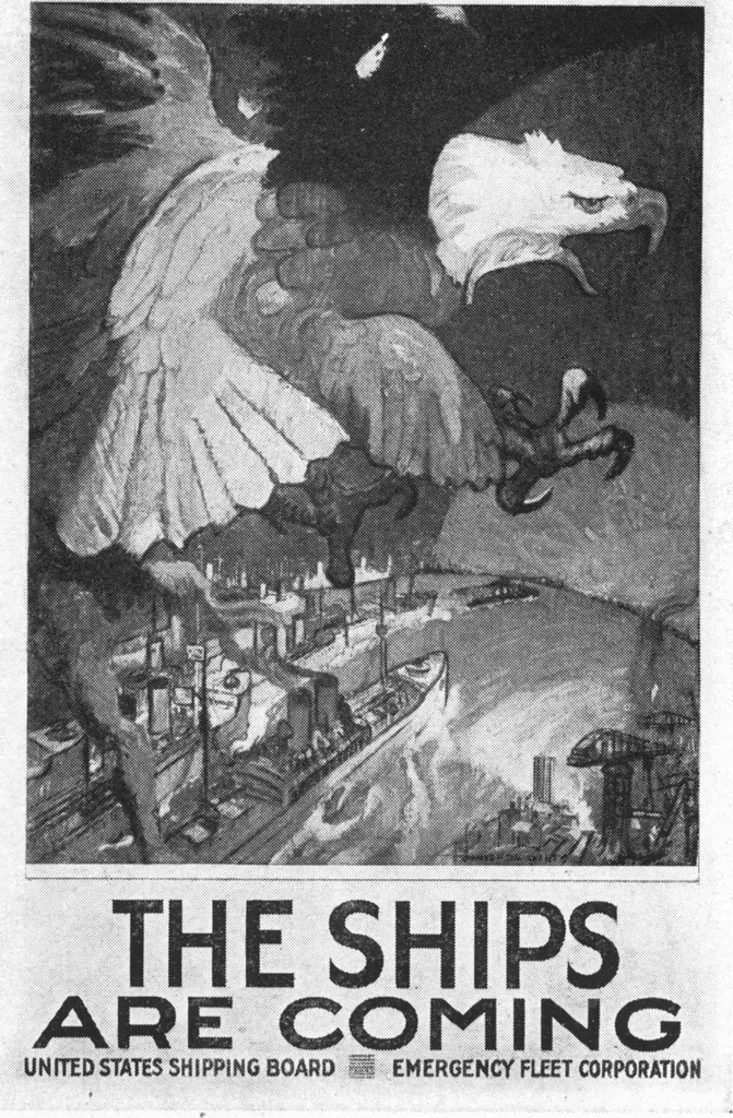 An illustration from Posters issued by the United States Shipping Board Emergency Fleet Corporation: Book no. 1, 1918, leaf 21