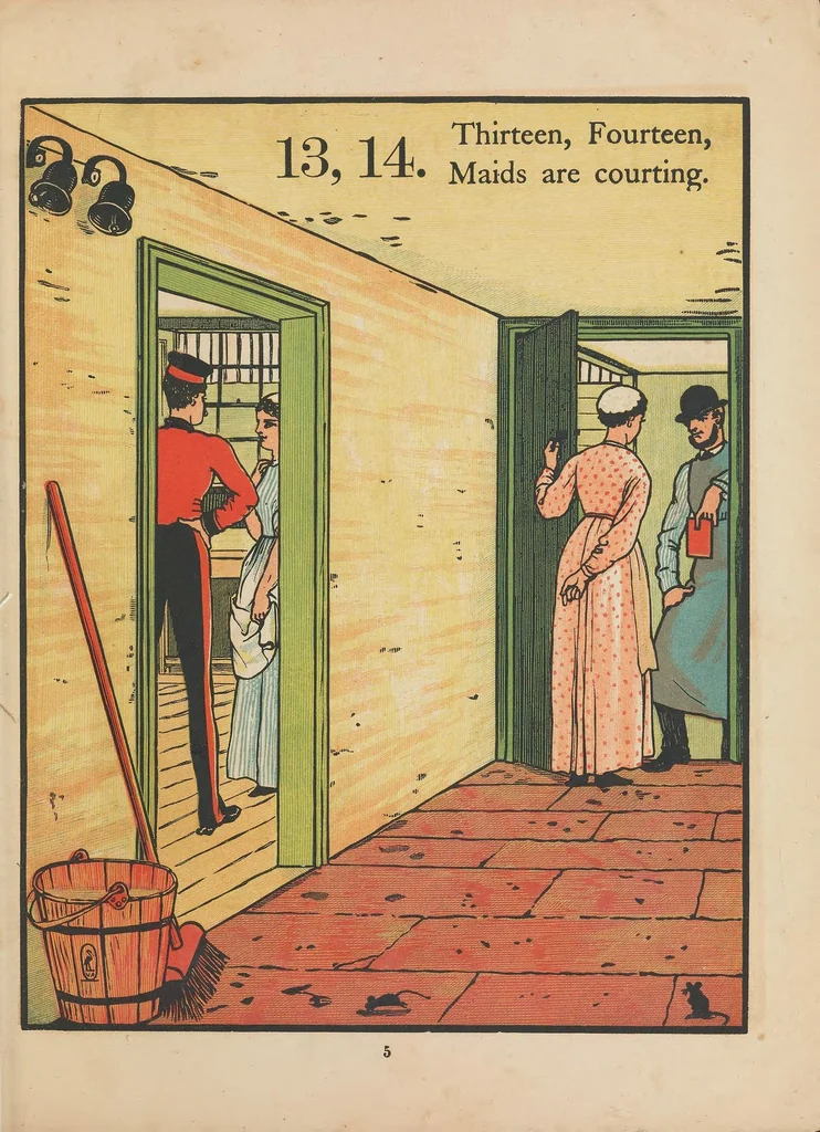 An illustration from 1, 2, buckle my shoe, 1869, leaf 9