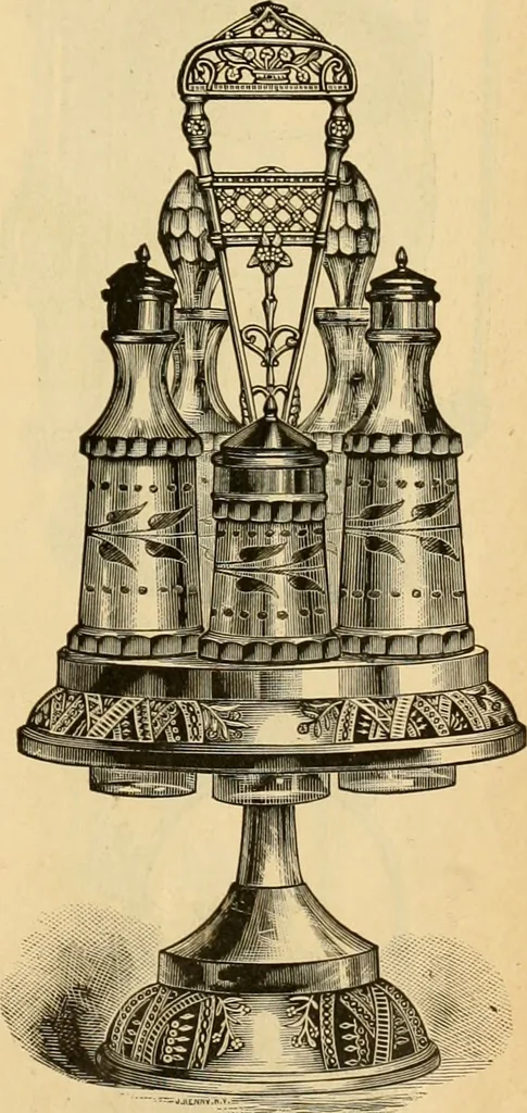 An illustration from 13th annual illustrated catalog, 1889 ... containing illustrations and prices of a few leading and staple styles of diamonds, watches, jewelry, silverware, clocks, canes, umbrellas, opera glasses, gold spectacles, eye glasses, etc., 1889, leaf 104