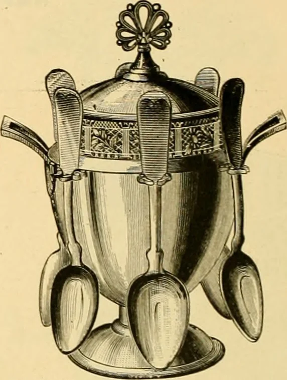 An illustration from 13th annual illustrated catalog, 1889 ... containing illustrations and prices of a few leading and staple styles of diamonds, watches, jewelry, silverware, clocks, canes, umbrellas, opera glasses, gold spectacles, eye glasses, etc., 1889, leaf 117
