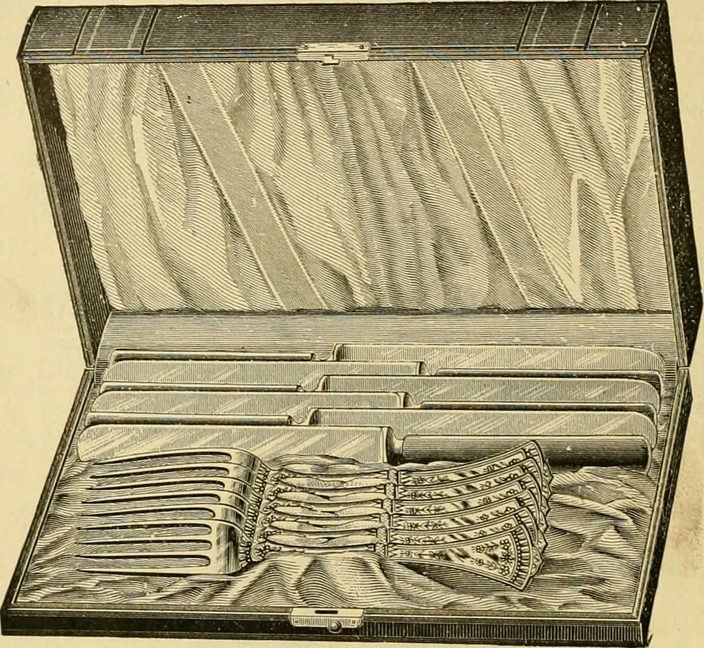 An illustration from 13th annual illustrated catalog, 1889 ... containing illustrations and prices of a few leading and staple styles of diamonds, watches, jewelry, silverware, clocks, canes, umbrellas, opera glasses, gold spectacles, eye glasses, etc., 1889, leaf 129