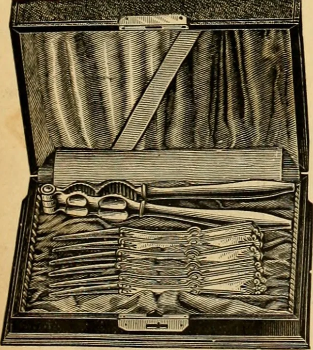 An illustration from 13th annual illustrated catalog, 1889 ... containing illustrations and prices of a few leading and staple styles of diamonds, watches, jewelry, silverware, clocks, canes, umbrellas, opera glasses, gold spectacles, eye glasses, etc., 1889, leaf 132