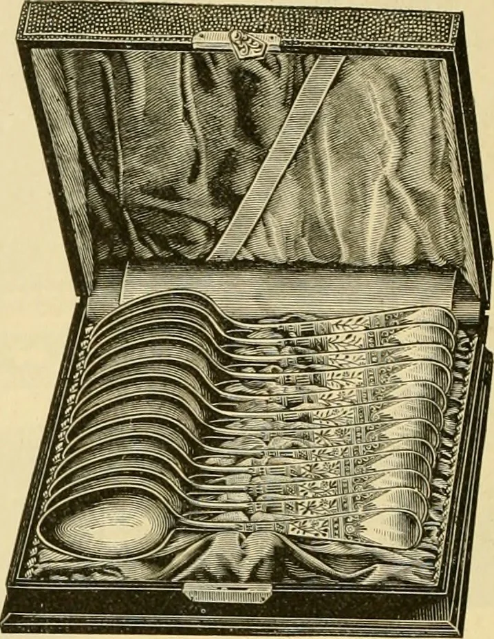 An illustration from 13th annual illustrated catalog, 1889 ... containing illustrations and prices of a few leading and staple styles of diamonds, watches, jewelry, silverware, clocks, canes, umbrellas, opera glasses, gold spectacles, eye glasses, etc., 1889, leaf 147